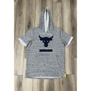 Project Rock x Under Armour Terry Short Sleeve Hoodie Sweatshirt Men's Sz S Gray